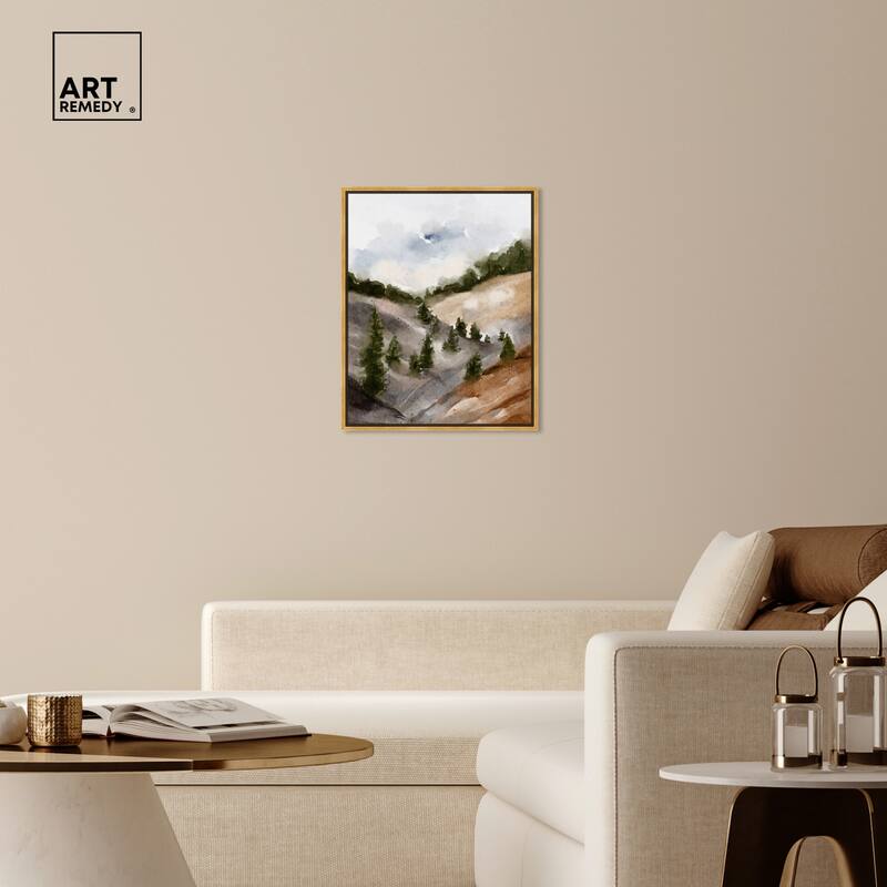 Art Remedy Looks Closer But Is Far Framed Landscape 1 Piece Canvas Wall Art Watercolor Style