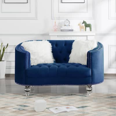 Living Room Navy Blue Velvet Loveseats