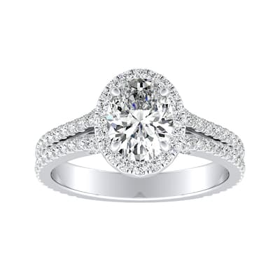 Auriya 14k Gold 9/10ctw Oval-cut Halo Diamond Engagement Ring