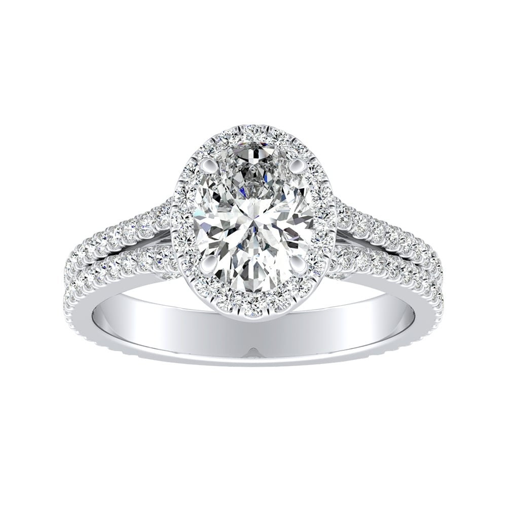 Auriya 18k Gold 1 5/8ctw Oval Halo Diamond Engagement Ring