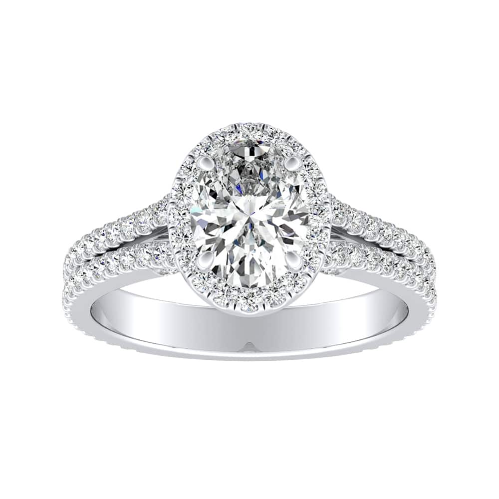 Auriya Platinum 1 5/8ctw Classic Oval-cut Halo Diamond Engagement Ring