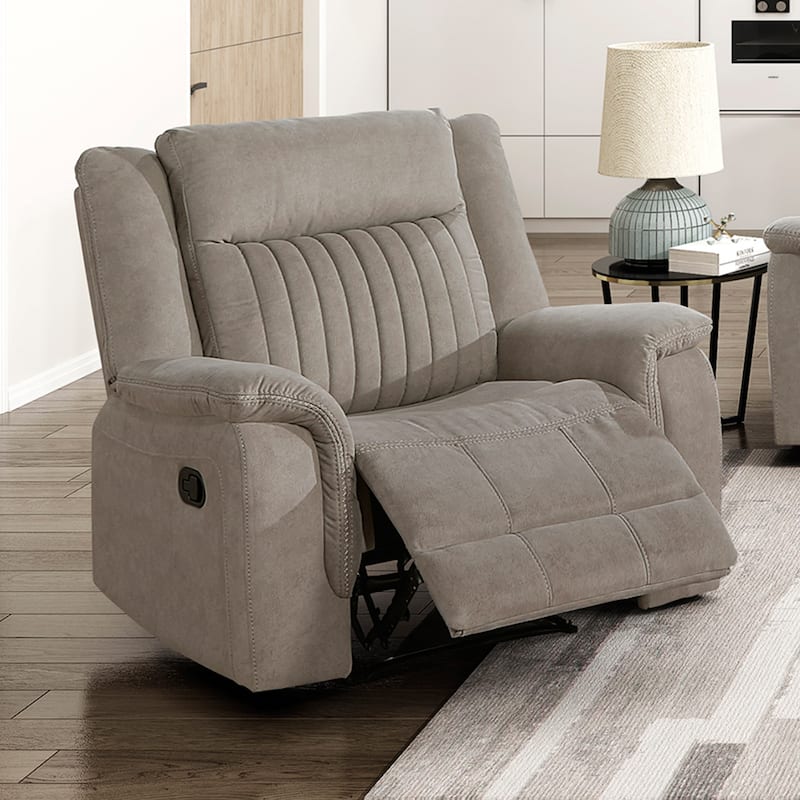 Lenore 39.5" Microfiber Manual Double Reclining Sofa - Tab Pull Motion