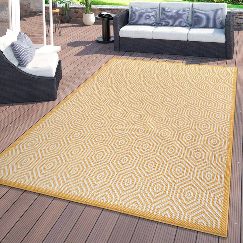 World Rug Gallery Modern Geometric Textured Flat Weave Indoor/Outdoor Area Rug