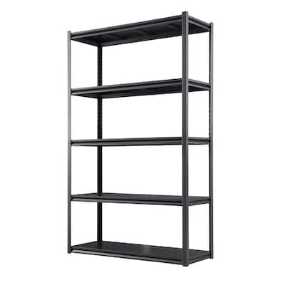 78'' 5-Tier Black Metal Shelves Pantry Organizer Storage