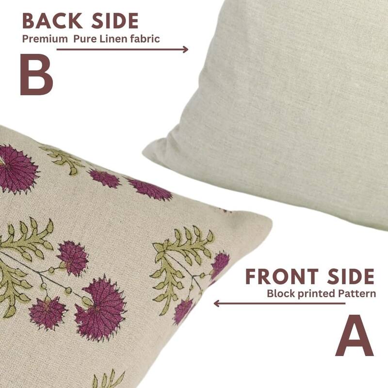 Linen Farmhouse Block print pillow Cover Rishi