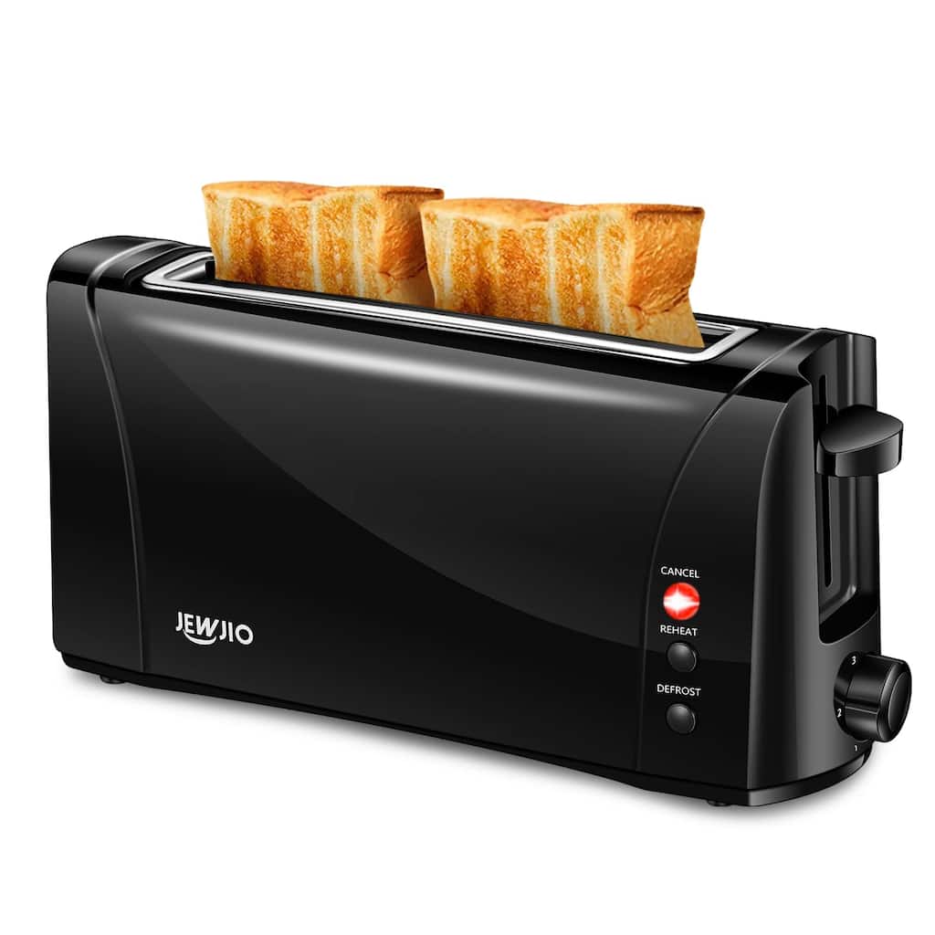 Long Slot Toaster 2 Slice Best Toaster 2 Slice Wide Slot, Vintage Black Toaster with Easy To Use, 1000w