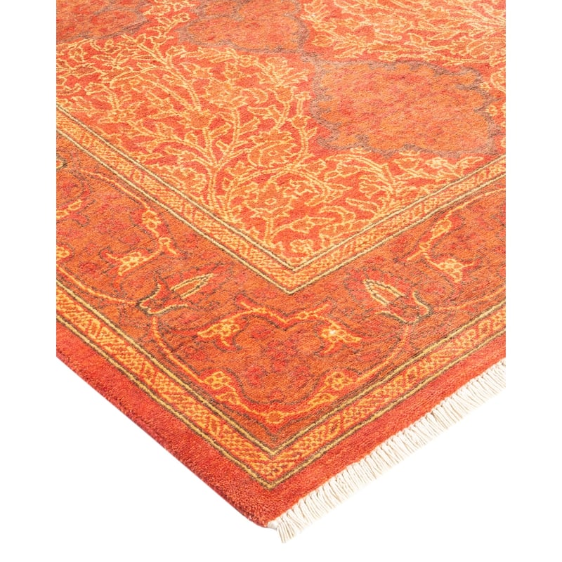 Overton Hand Knotted Wool Vintage Inspired Traditional Mogul Orange Area Rug - 2' 10" x 4' 0"