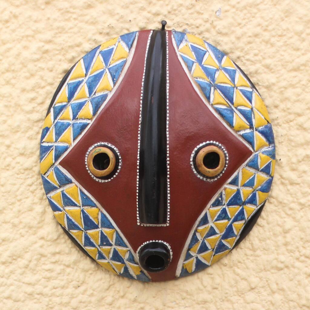 Novica Handmade Round Color African Wood Mask