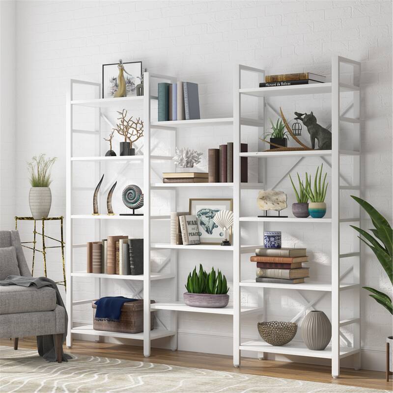 Large Tripe Wide Open Bookshelf, 5-Tiers Display Shelf, Decorative Shelf