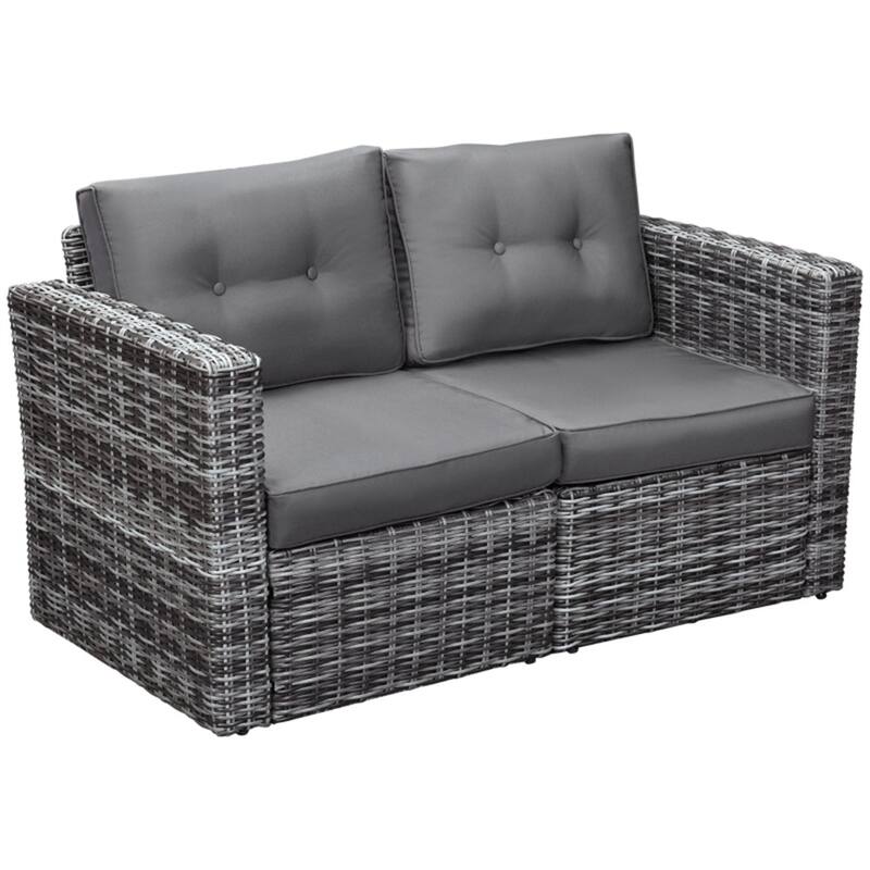 2-Piece PE Rattan Outdoor Corner Sofa Set with Rust-Resistant Steel Frame and Comfortable Cushions - 1 Piece