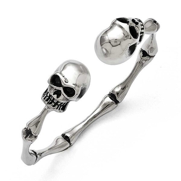 Chisel Stainless Steel Polished Skull and Bones Bangle