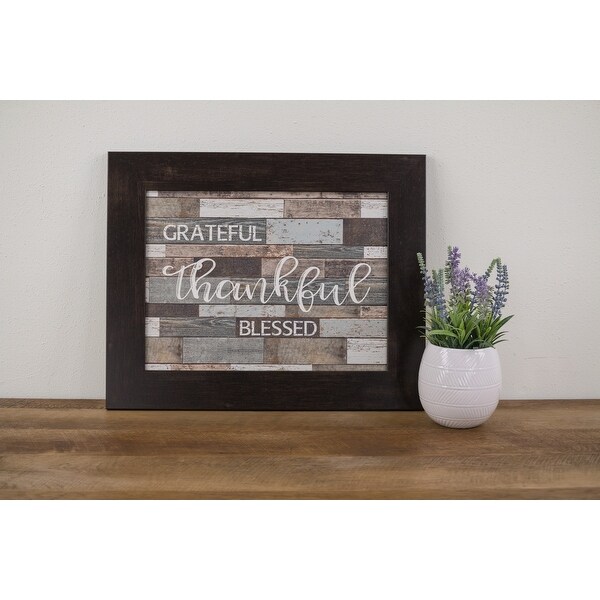 Grateful Thankful Blessed Framed Art Decor Sign Blocking 16x20". Opens flyout.