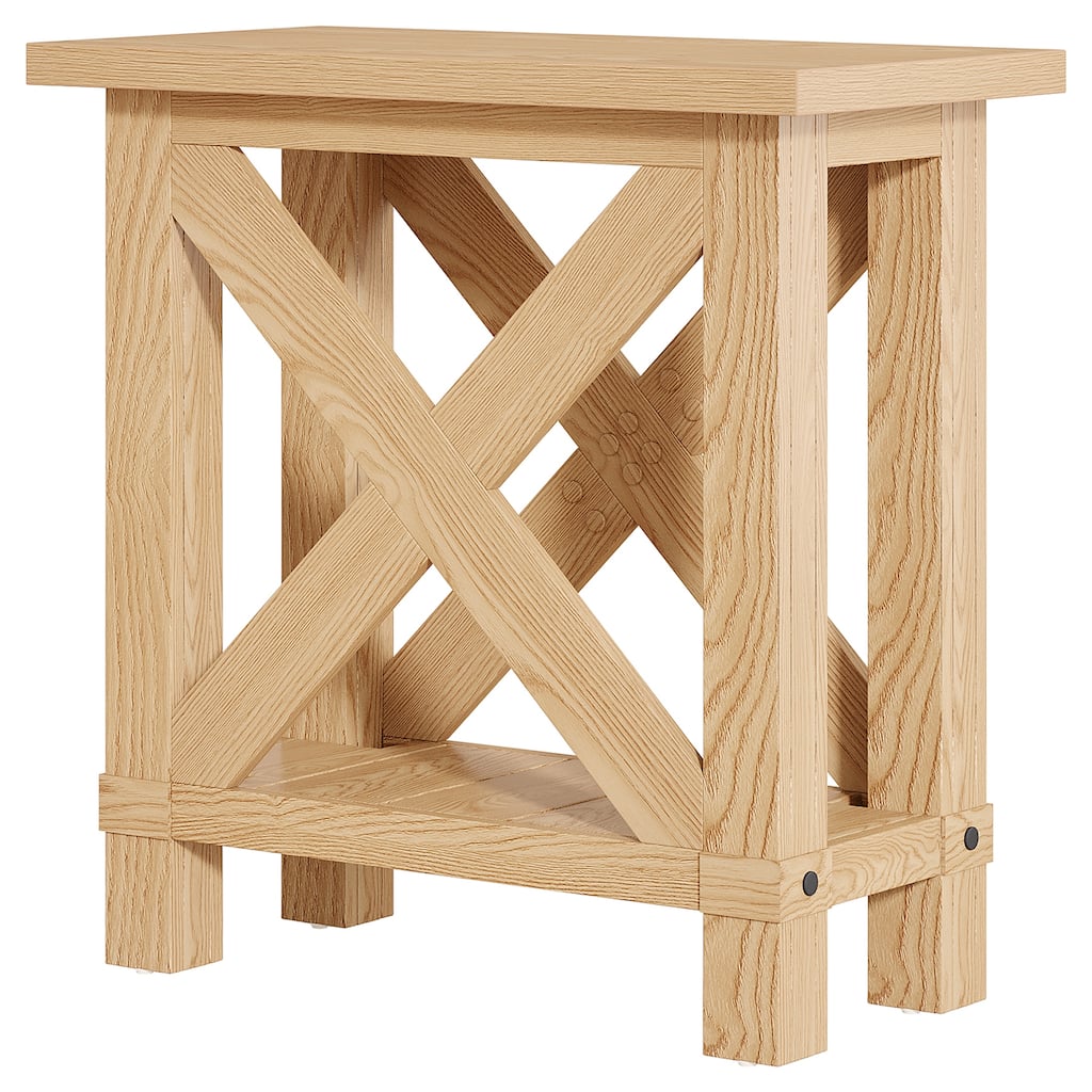 Industrial 2-Tier End Side Table Nightstand for Living Room Bedroom