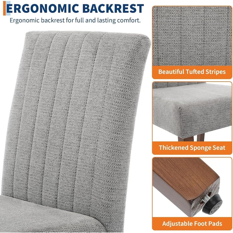 Set of 2 Modern Parsons Upholstered Dining Chairs for Dining Room, Cafe & Home