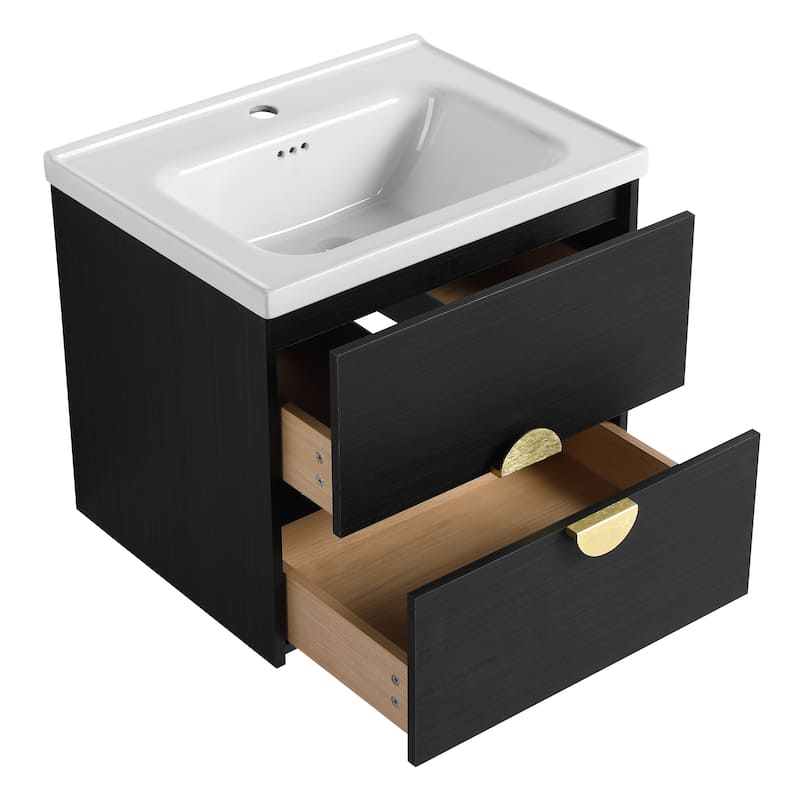Bathroom Vanity With Sink In 24/28/30/60 Inch, Floating Bathroom Vanity With Soft Close Drawer