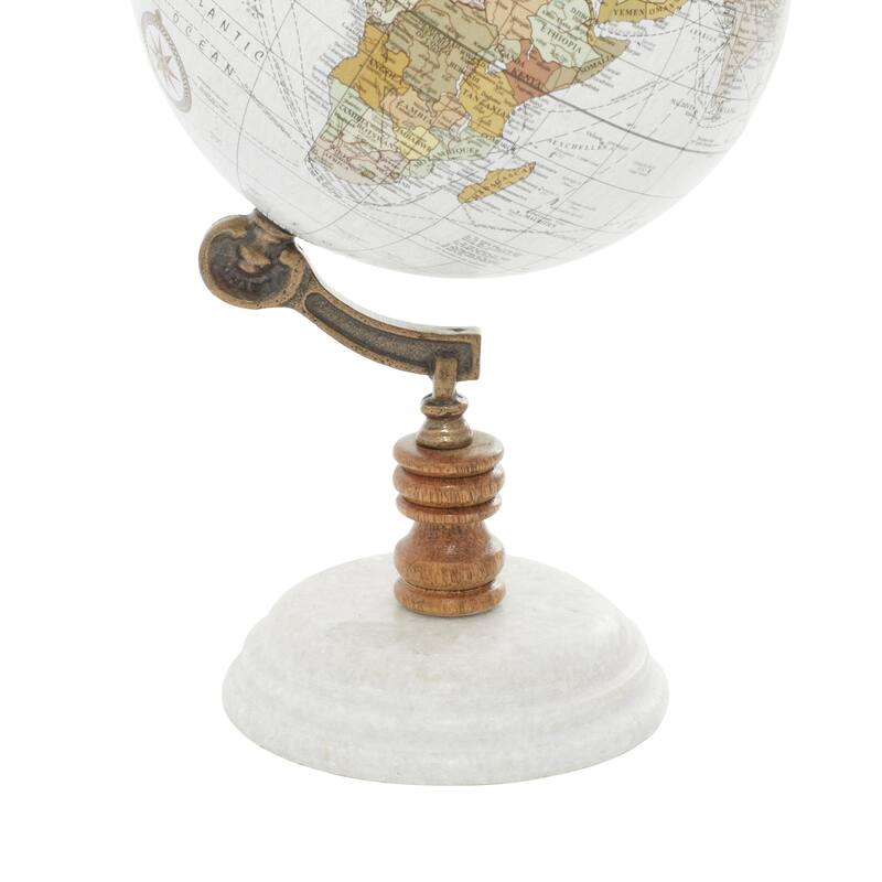 Marble Globe with Marble Base - Teal, White, Black - Roche River Decor