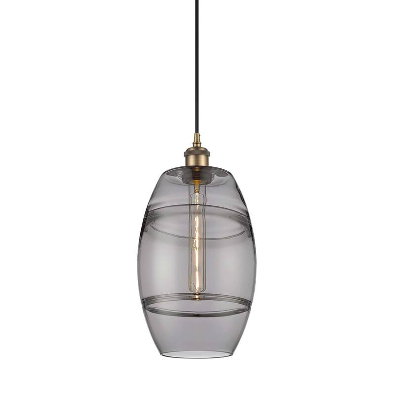 Innovations Lighting 516-1P-10-8 Vaz Pendant Vaz 8" Wide Mini Pendant - Brushed Brass / Light Smoke