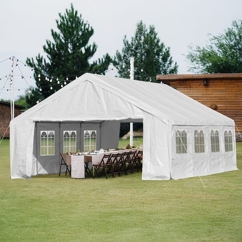 Aoodor 20' x 26' Heavy Duty Party Tent, Outdoor Waterproof Fabric Event Tent - 26'×20' - White