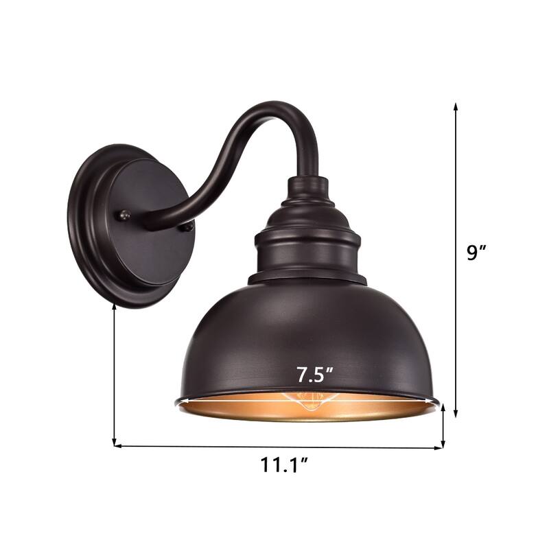 1-Light Brown Round Plug-in Outdoor Wall Lantern Sconce Porch Light