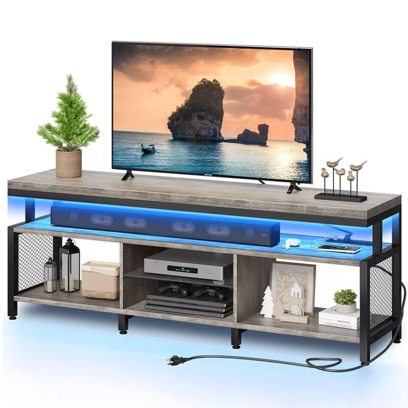 LED TV Stand with Power Outlet for 70/65/60" Entertainment Center - 62 inches