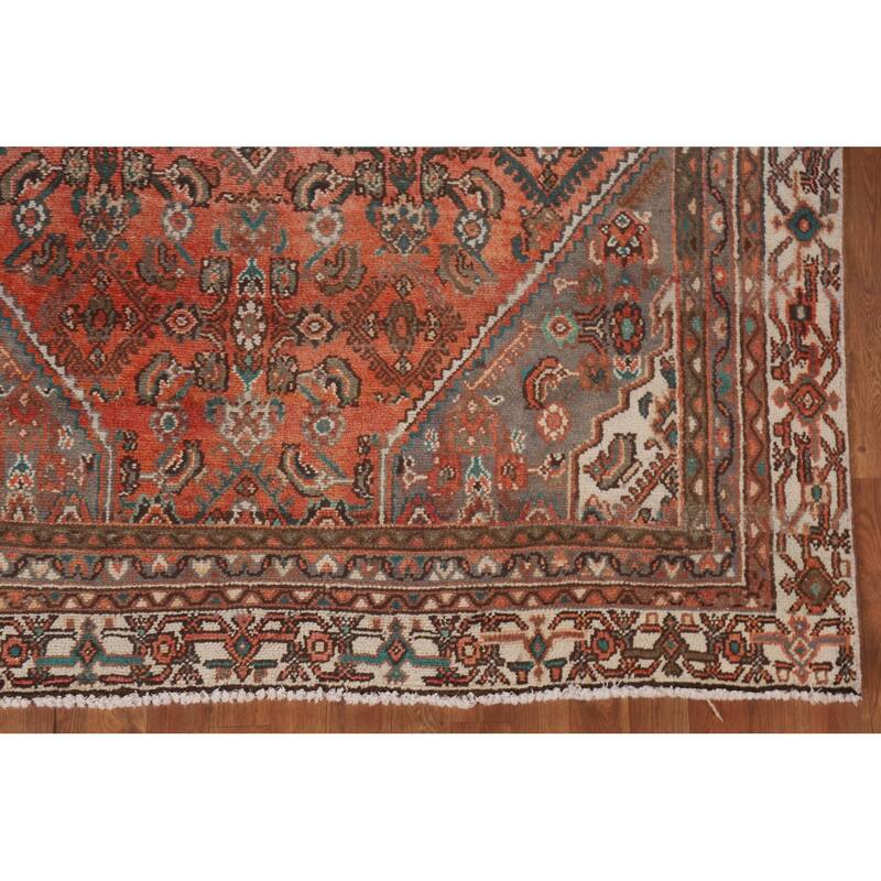 Hand Knotted Oriental 100% Wool Carpet Traditional Medallion Red Hamedan Area Rug - 9' 0'' X 5' 8''