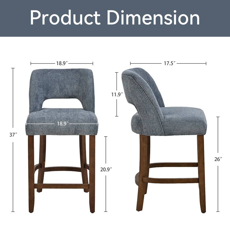 Set of 2/4/6,Upholstered Counter Height Bar Stools,Modern Counter Stools with Wood Legs for Kitchen Island Dining Room Bar