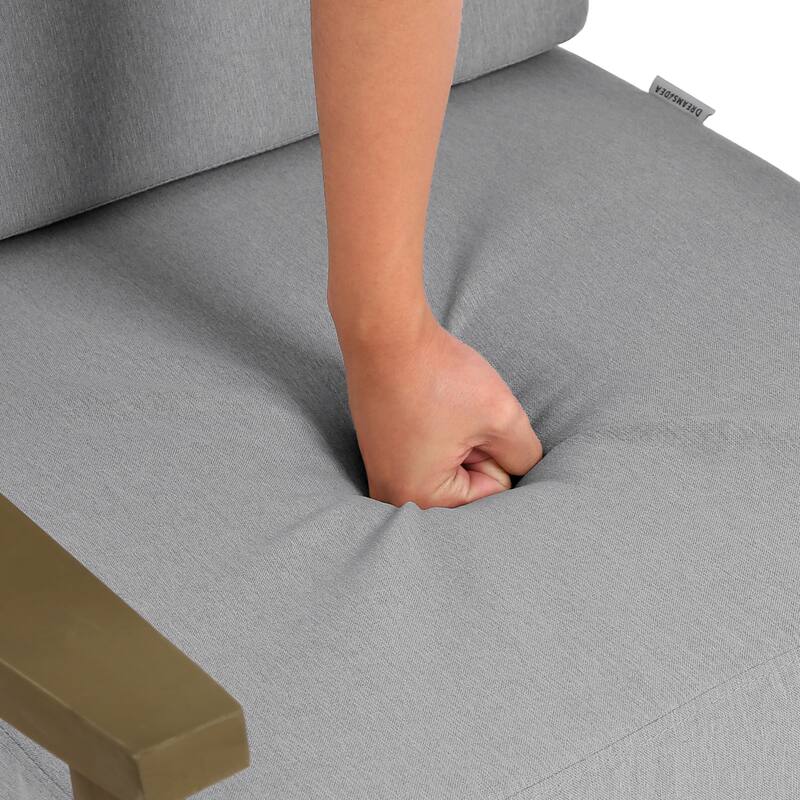 Outdoor Wood Cushioned Patio Set of 2 Accent Chair with Side Table