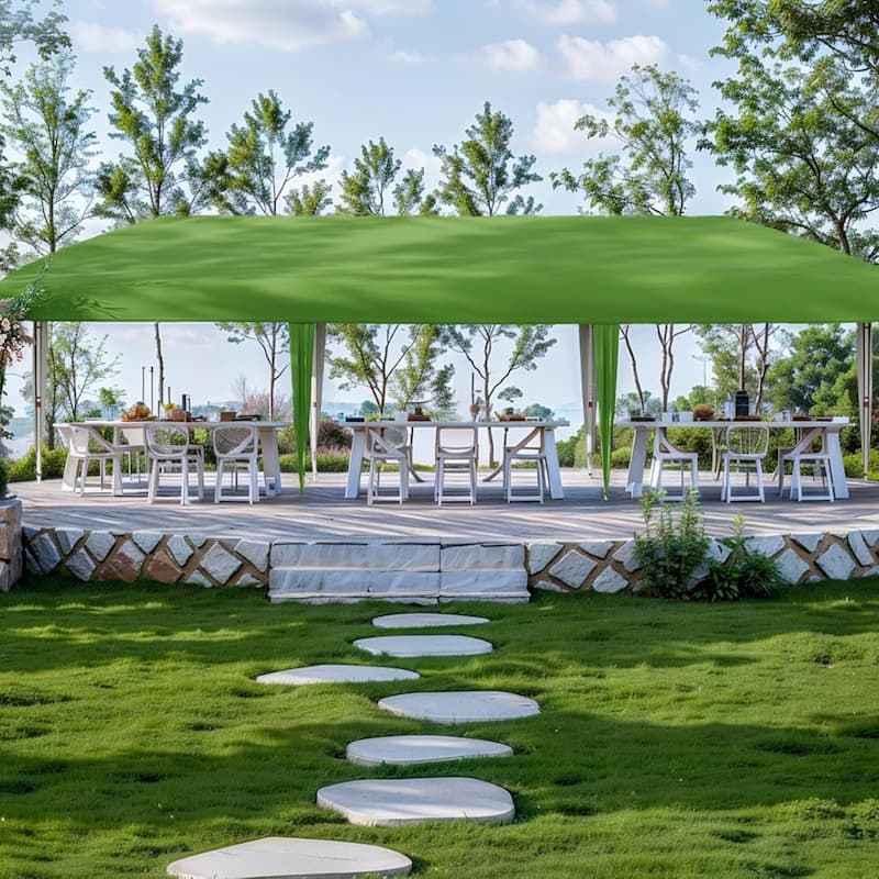 10x30 Outdoor Pop Up Canopy with 8 Sidewalls and Portable Roller Bag - Green