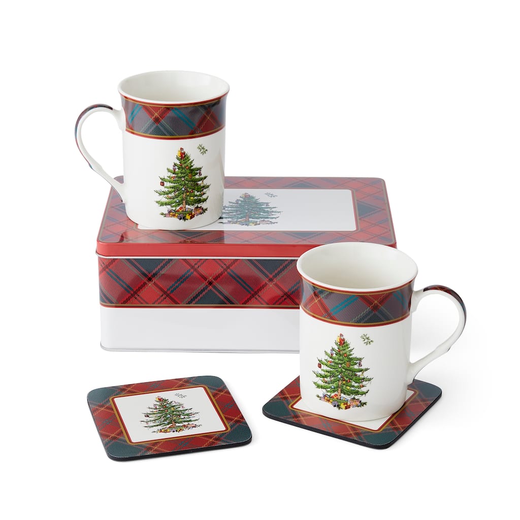 Spode Christmas Tree 5 Piece Mug and Tin Set