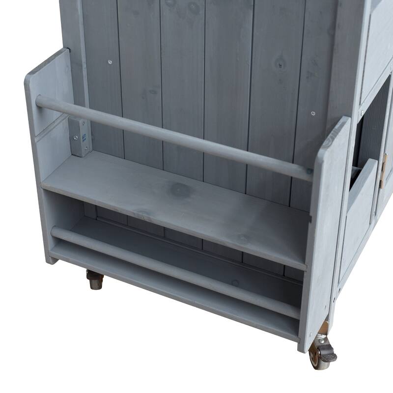 Christopher Knight Home - 54.33" Solid Wood Mobile Outdoor Kitchen Cart with Stainless Steel Top & Spice Rack & Lockable Wheels