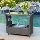 preview thumbnail 9 of 14, Bahama Outdoor Wicker Bar Cart with Tempered Glass Top by Christopher Knight Home Grey