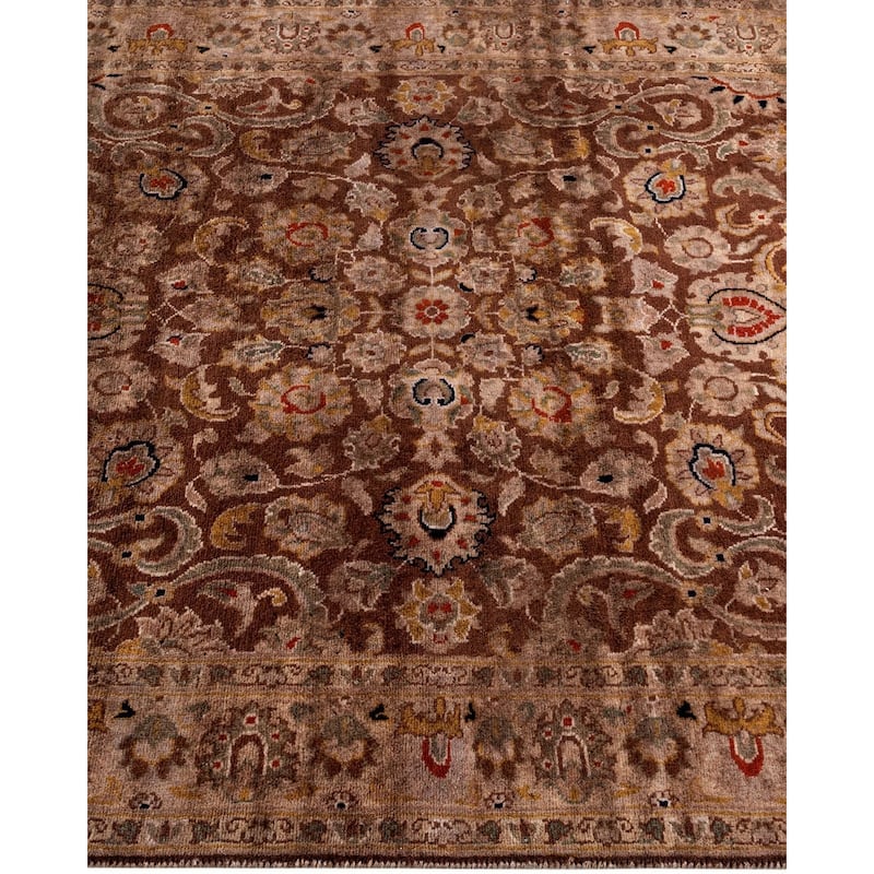 Overton Hand Knotted Wool Vintage Inspired Modern Contemporary Overdyed Brown Area Rug - 3' 2" x 5' 5"