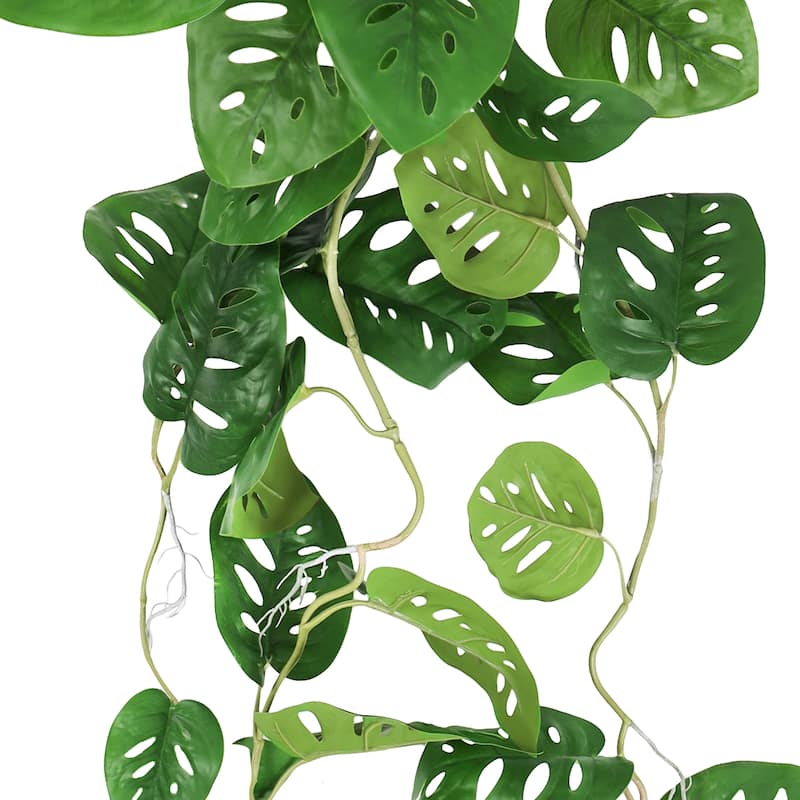 Artificial Swiss Cheese Philodendron Monstera Leaf Vine Hanging Plant Greenery Foliage Bush 36in - 36" L x 12" W x 6" DP