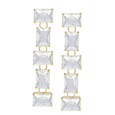 Victoria Townsend Gold Plated Clear Crystal Long Drop Dangling Earrings