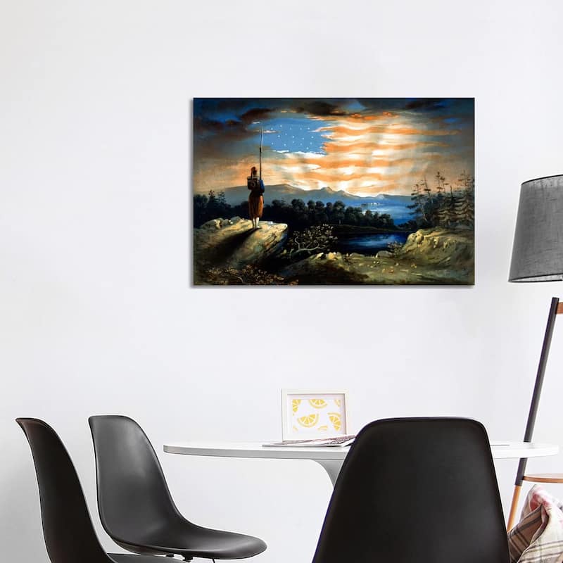 iCanvas "Vintage Civil War Painting Of A Lone Zouave Sentry Overlooking A Cliff" by John Parrot Canvas Print - 26x40x1.5