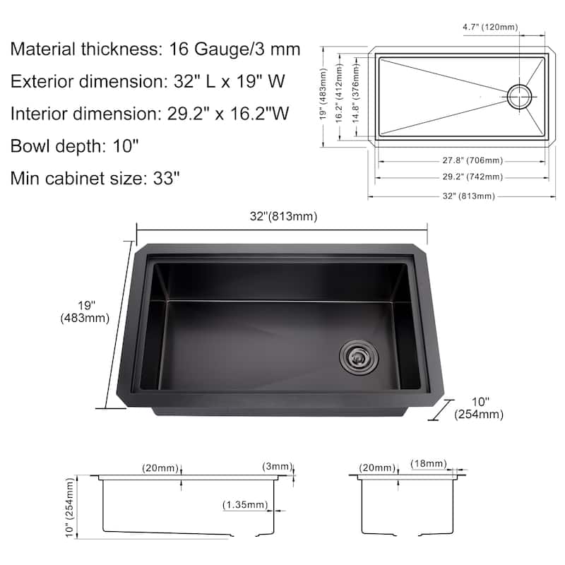 WOWOW Drop-In Single-Bowl Kitchen Sink in Modern
