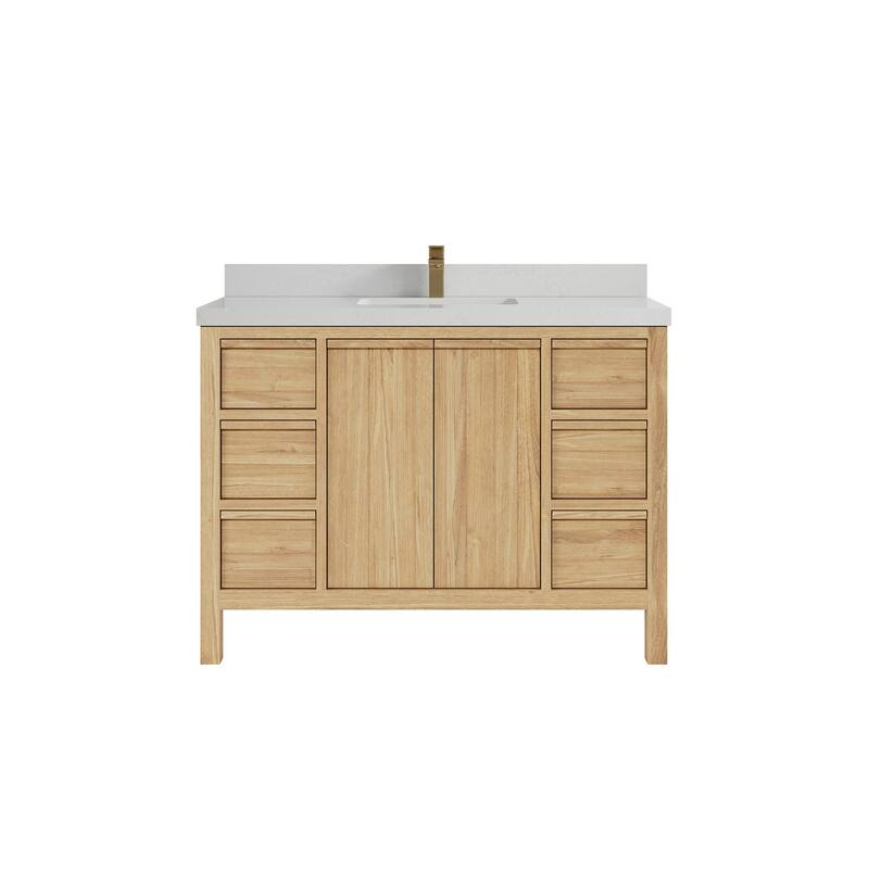 Willow Collections 48 in. W x 22 in. D Elizabeth Solid Teak Single Sink Bathroom Vanity with Countertop