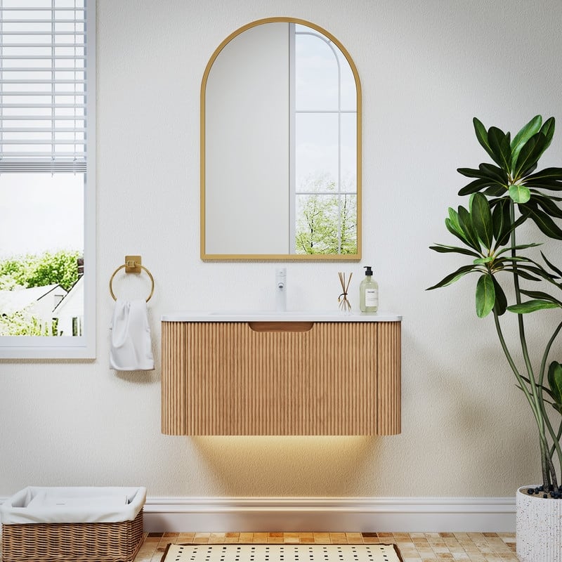 Bathroom Vanity with Top Sink Freestanding Vanity Set with Mirror