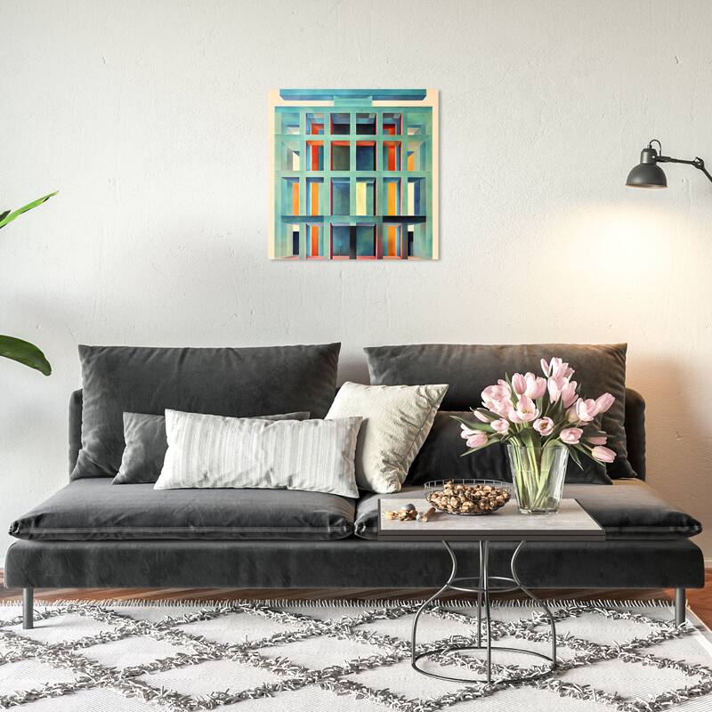 Wynwood Studio Abstract Gated Entrace Jade Blue and Teal Modern & Contemporary Wall Art Canvas Print - 20 x 20