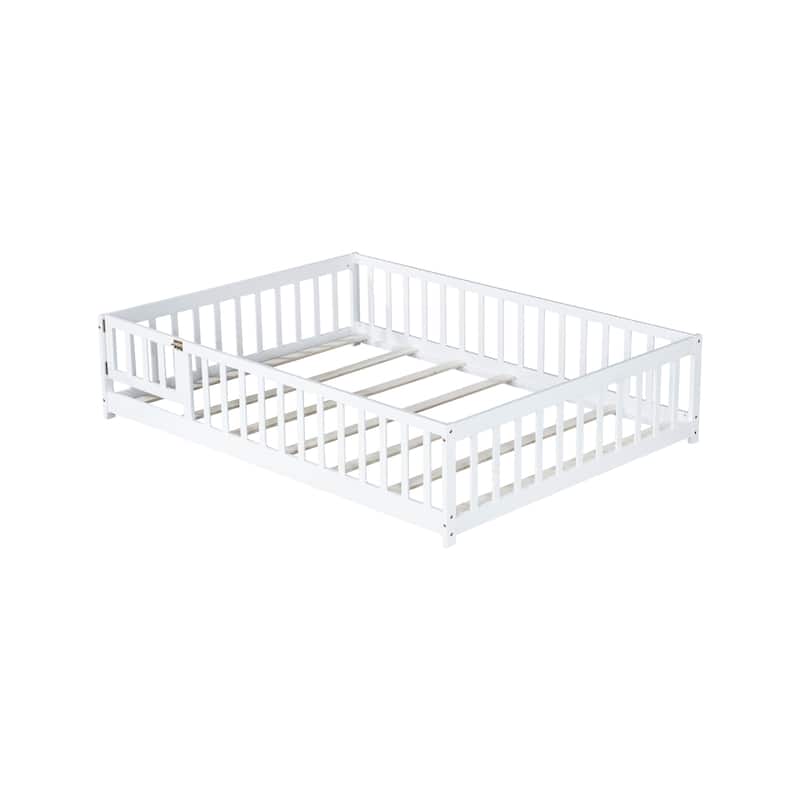 Full Size Floor Bed with Fence and Door