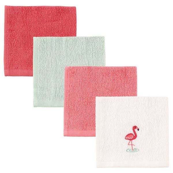 slide 1 of 1, Luvable Friends Baby Girl Super Soft Cotton Washcloths, Flamingo - One Size One Size - Flamingo