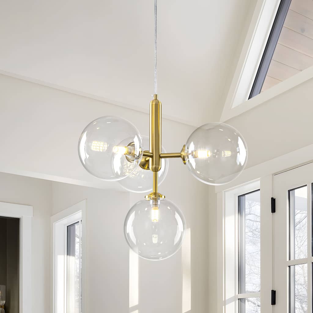 Starsky 4-Light Modern Sputnik Sphere Clear Glass Bubble Chandelier