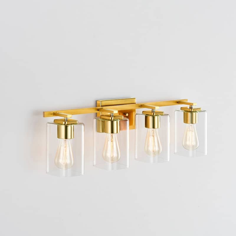 KAWOTI 29.1in 4-light Square Glass Shades Bathroom Vanity Light