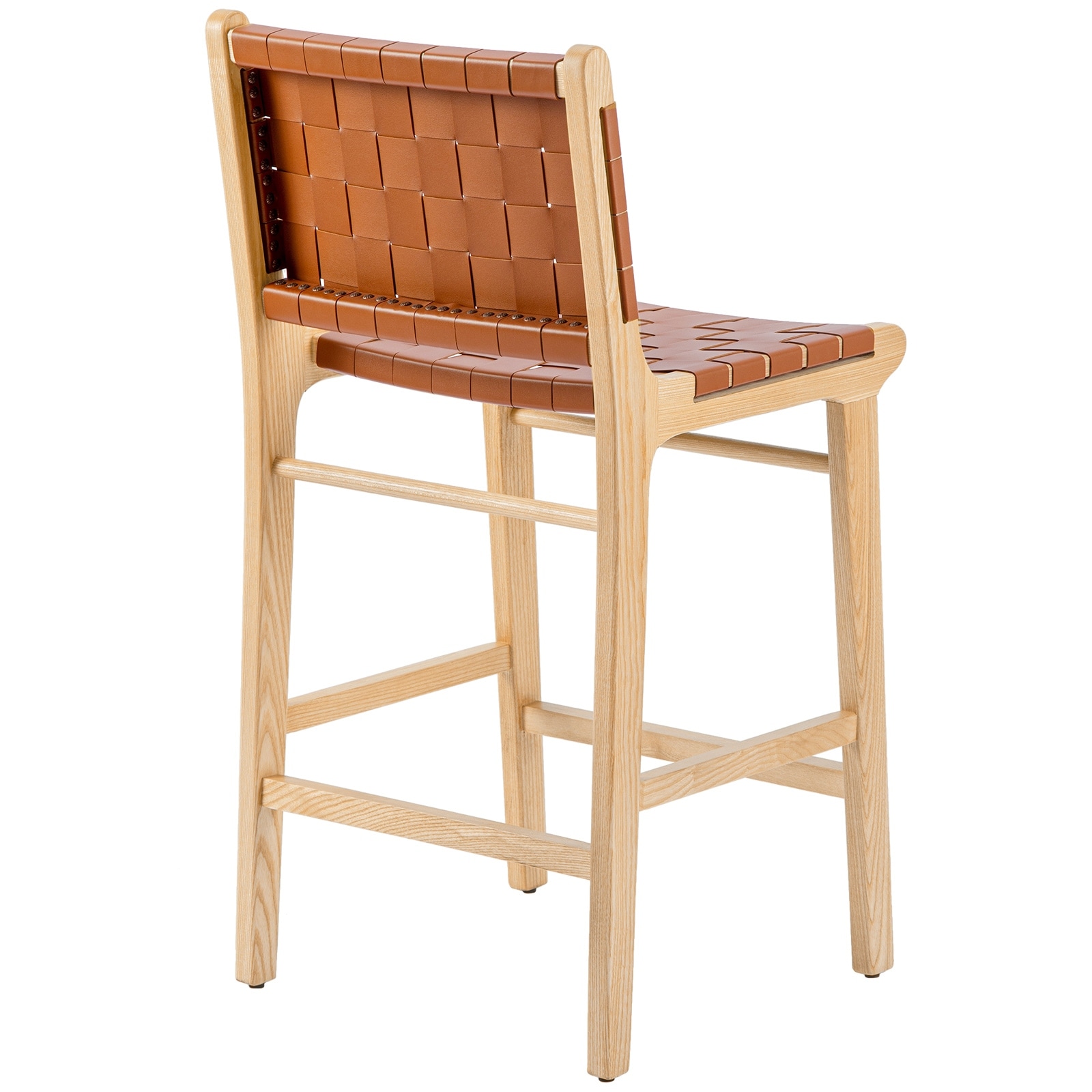 Fully Assembled Woven Leather Counter Height Bar Stools