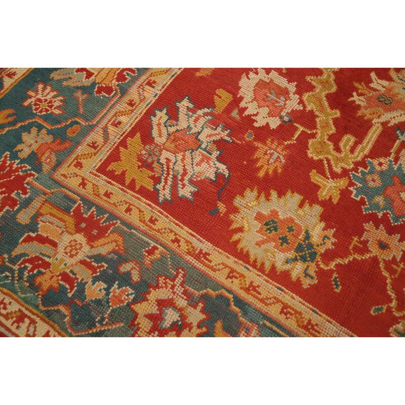 Hand Knotted Oriental 100% Wool Carpet Transitional Floral Oranges & Rust Oushak Area Rug - 11' 4'' X 8' 8''