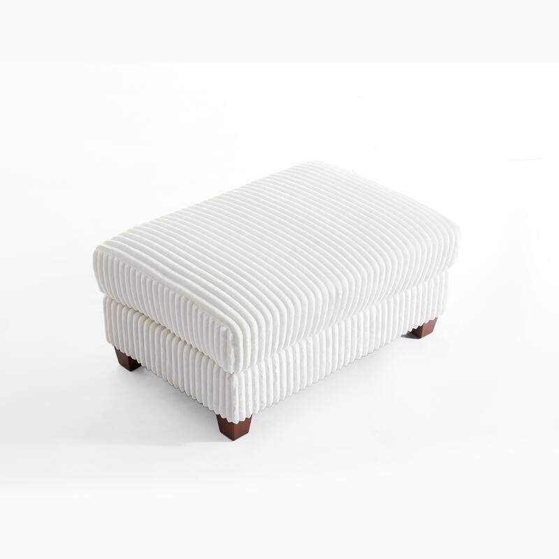 36" Wide Oversized Upholstered Chaise Lounge Accent Chair with Ottoman - Ottoman - Beige