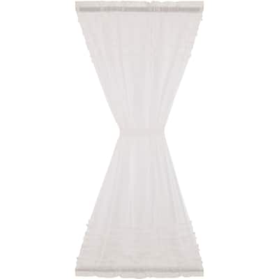 White Ruffled Sheer Petticoat Door Panel 72x40