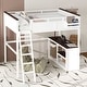preview thumbnail 2 of 14, Queen Size Loft Bed with Desk, Open Shelf and Storage Box, USB Charging Station, Wooden Support Bed Frame, No Box Spring Needed
