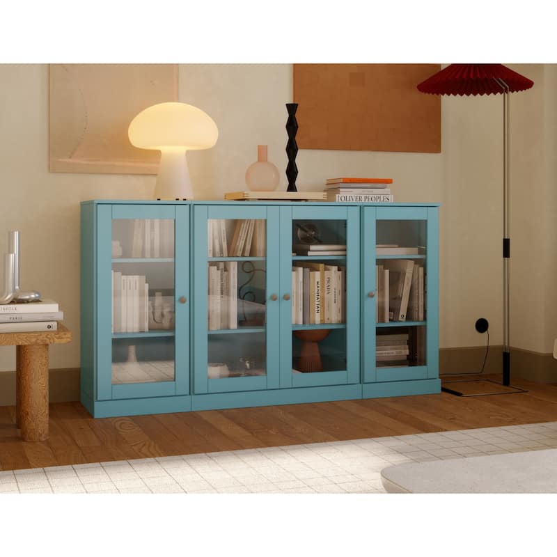 Palace Imports 100% Solid Wood 65" Sideboard with Clear Glass Doors and Adjustable Shelves