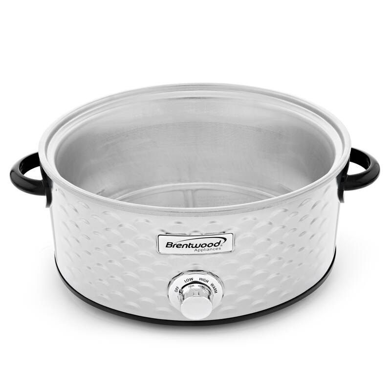 Brentwood Scallop Pattern 4.5 Quart Slow Cooker in Stainless Steel